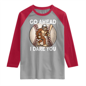 Funny Bigfoot Baseball Catcher Raglan Shirt Go Ahead I Dare You Gift TS12 Sport Gray Red Print Your Wear