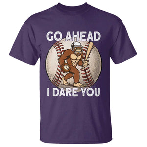 Funny Bigfoot Baseball Catcher T Shirt Go Ahead I Dare You Gift TS12 Purple Print Your Wear