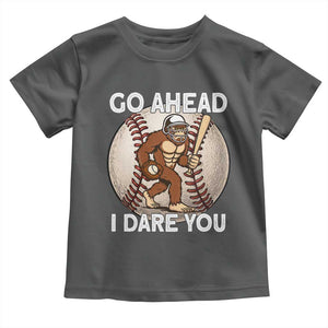 Funny Bigfoot Baseball Catcher Toddler T Shirt Go Ahead I Dare You Gift TS12 Dark Heather Print Your Wear