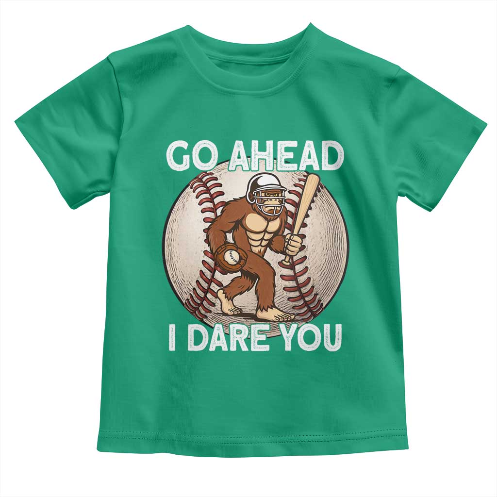 Funny Bigfoot Baseball Catcher Toddler T Shirt Go Ahead I Dare You Gift TS12 Irish Green Print Your Wear