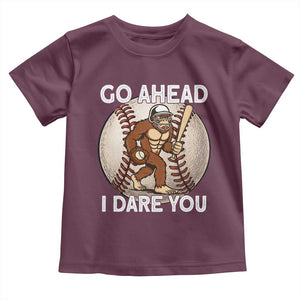 Funny Bigfoot Baseball Catcher Toddler T Shirt Go Ahead I Dare You Gift TS12 Maroon Print Your Wear