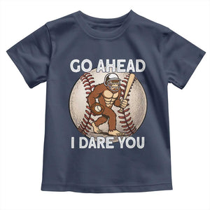 Funny Bigfoot Baseball Catcher Toddler T Shirt Go Ahead I Dare You Gift TS12 Navy Print Your Wear