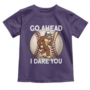 Funny Bigfoot Baseball Catcher Toddler T Shirt Go Ahead I Dare You Gift TS12 Purple Print Your Wear