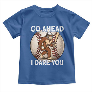Funny Bigfoot Baseball Catcher Toddler T Shirt Go Ahead I Dare You Gift TS12 Royal Blue Print Your Wear