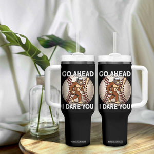 Funny Bigfoot Baseball Catcher Tumbler With Handle Go Ahead I Dare You Gift TS12 Print Your Wear