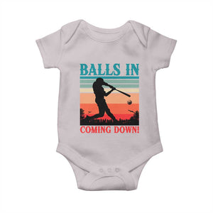 Funny BaseBall Lover Baby Onesie Balls In Coming Down TS12 Ice Gray Print Your Wear