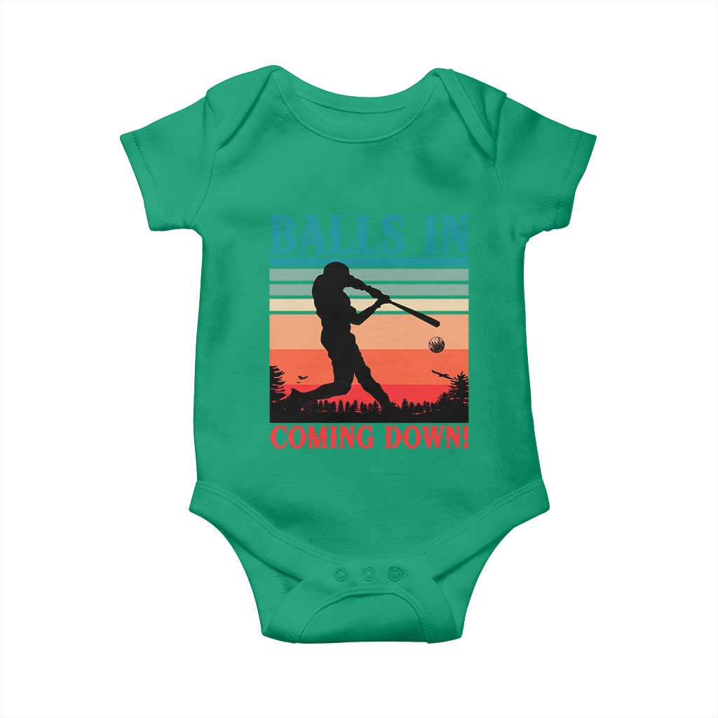 Funny BaseBall Lover Baby Onesie Balls In Coming Down TS12 Irish Green Print Your Wear