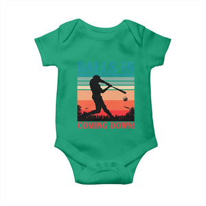Funny BaseBall Lover Baby Onesie Balls In Coming Down TS12 Irish Green Print Your Wear