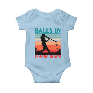 Funny BaseBall Lover Baby Onesie Balls In Coming Down TS12 Light Blue Print Your Wear
