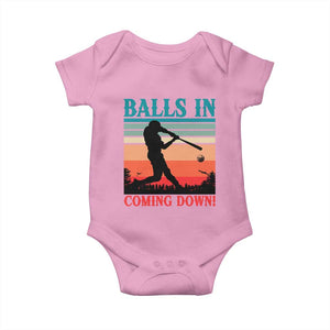 Funny BaseBall Lover Baby Onesie Balls In Coming Down TS12 Light Pink Print Your Wear