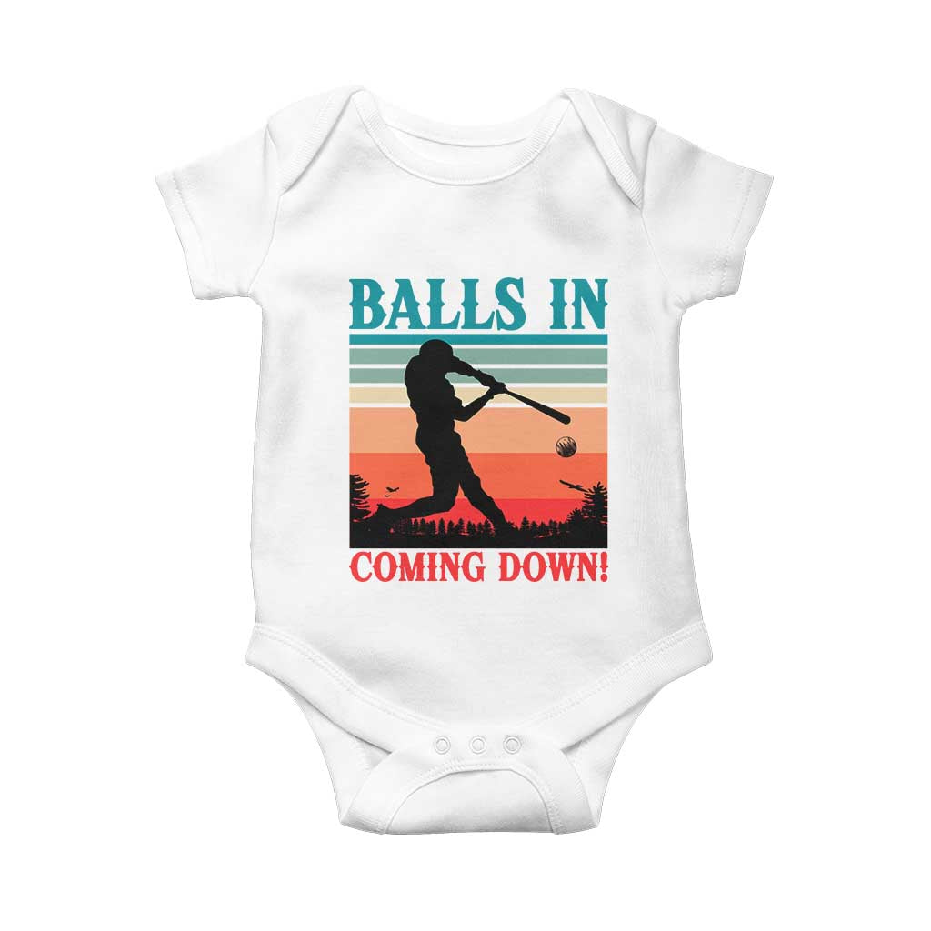 Funny BaseBall Lover Baby Onesie Balls In Coming Down TS12 White Print Your Wear