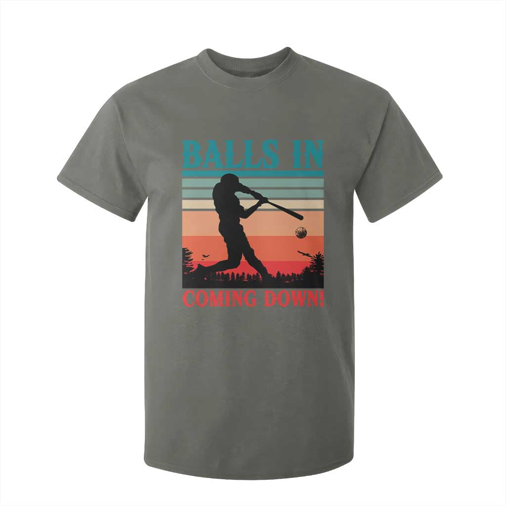 Funny BaseBall Lover T Shirt For Kid Balls In Coming Down TS12 Military Green Print Your Wear