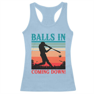 Funny BaseBall Lover Racerback Tank Top Balls In Coming Down TS12 Light Blue Print Your Wear