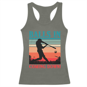 Funny BaseBall Lover Racerback Tank Top Balls In Coming Down TS12 Military Green Print Your Wear