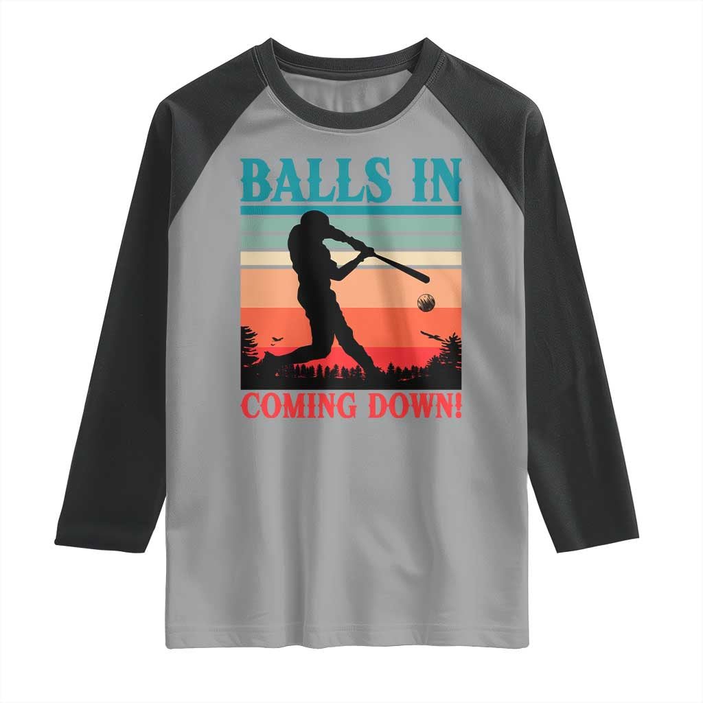 Funny BaseBall Lover Raglan Shirt Balls In Coming Down TS12 Sport Gray Black Print Your Wear