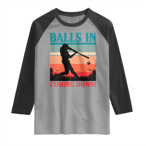 Funny BaseBall Lover Raglan Shirt Balls In Coming Down TS12 Sport Gray Black Print Your Wear