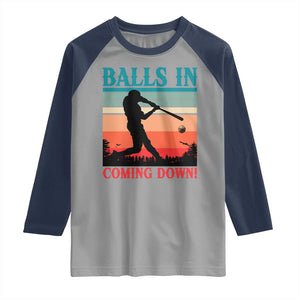 Funny BaseBall Lover Raglan Shirt Balls In Coming Down TS12 Sport Gray Navy Print Your Wear