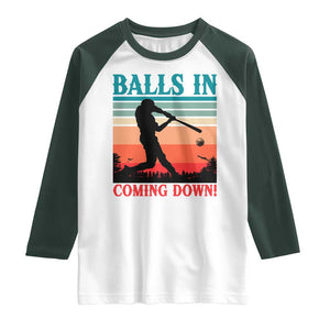Funny BaseBall Lover Raglan Shirt Balls In Coming Down TS12 White Dark Forest Green Print Your Wear