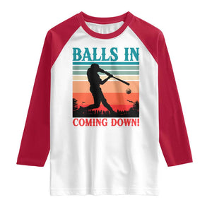 Funny BaseBall Lover Raglan Shirt Balls In Coming Down TS12 White Red Print Your Wear