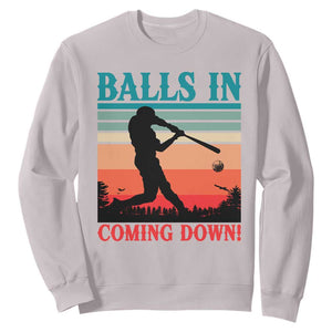 Funny BaseBall Lover Sweatshirt Balls In Coming Down TS12 Ice Gray Print Your Wear