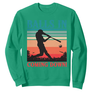 Funny BaseBall Lover Sweatshirt Balls In Coming Down TS12 Irish Green Print Your Wear