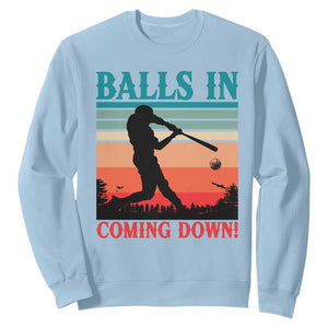 Funny BaseBall Lover Sweatshirt Balls In Coming Down TS12 Light Blue Print Your Wear
