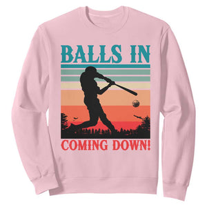 Funny BaseBall Lover Sweatshirt Balls In Coming Down TS12 Light Pink Print Your Wear