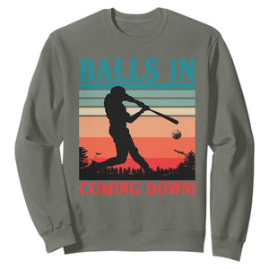 Funny BaseBall Lover Sweatshirt Balls In Coming Down TS12 Military Green Print Your Wear
