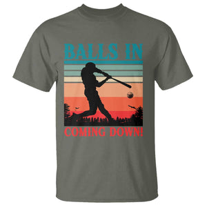 Funny BaseBall Lover T Shirt Balls In Coming Down TS12 Military Green Print Your Wear
