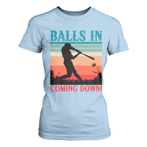Funny BaseBall Lover T Shirt For Women Balls In Coming Down TS12 Light Blue Print Your Wear