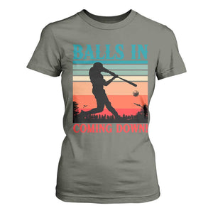 Funny BaseBall Lover T Shirt For Women Balls In Coming Down TS12 Military Green Print Your Wear