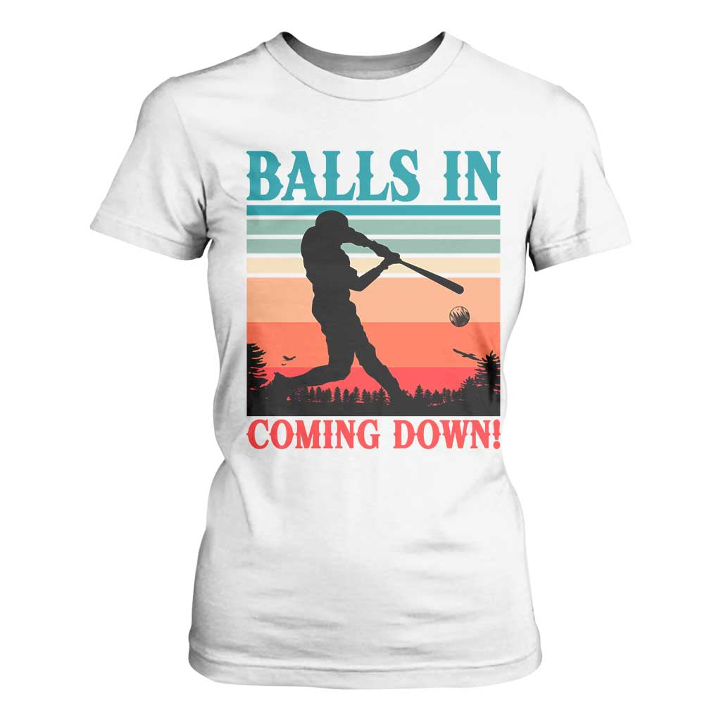 Funny BaseBall Lover T Shirt For Women Balls In Coming Down TS12 White Print Your Wear