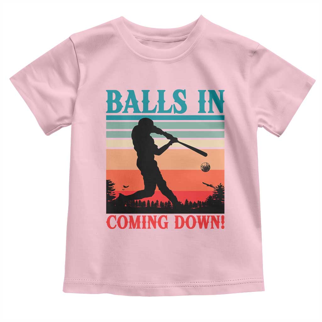 Funny BaseBall Lover Toddler T Shirt Balls In Coming Down TS12 Light Pink Print Your Wear