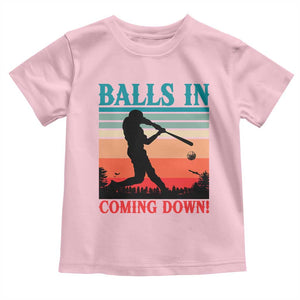 Funny BaseBall Lover Toddler T Shirt Balls In Coming Down TS12 Light Pink Print Your Wear