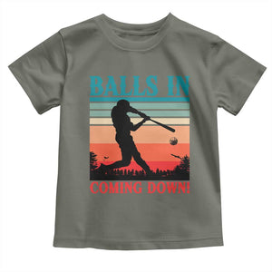 Funny BaseBall Lover Toddler T Shirt Balls In Coming Down TS12 Military Green Print Your Wear