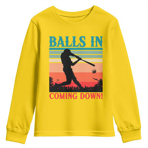 Funny BaseBall Lover Youth Sweatshirt Balls In Coming Down TS12 Daisy Print Your Wear
