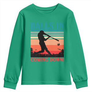Funny BaseBall Lover Youth Sweatshirt Balls In Coming Down TS12 Irish Green Print Your Wear
