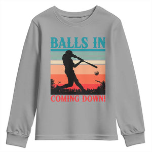 Funny BaseBall Lover Youth Sweatshirt Balls In Coming Down TS12 Sport Gray Print Your Wear