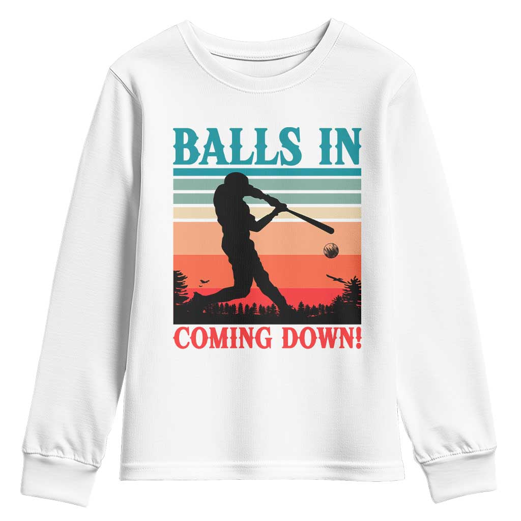 Funny BaseBall Lover Youth Sweatshirt Balls In Coming Down TS12 White Print Your Wear