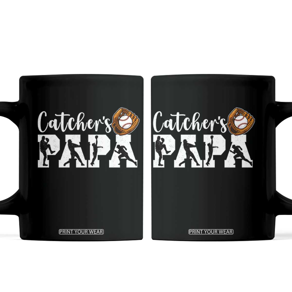 Catchers Papa Coffee Mug Funny Gift For Catcher Player TS12 Black Print Your Wear