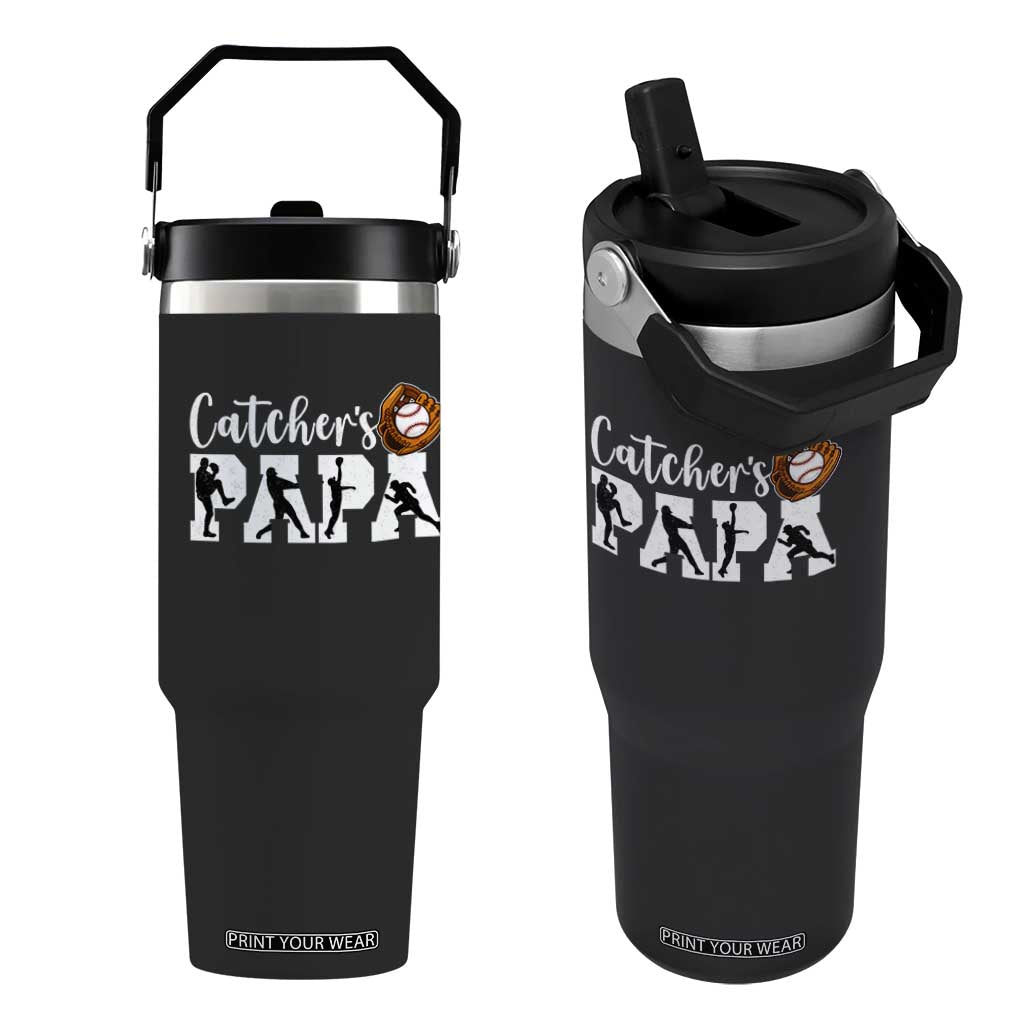 Catchers Papa Flip Straw Tumbler Funny Gift For Catcher Player TS12 One Size: 30 oz Black Print Your Wear