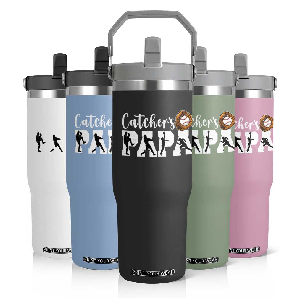 Catchers Papa Flip Straw Tumbler Funny Gift For Catcher Player TS12 Print Your Wear