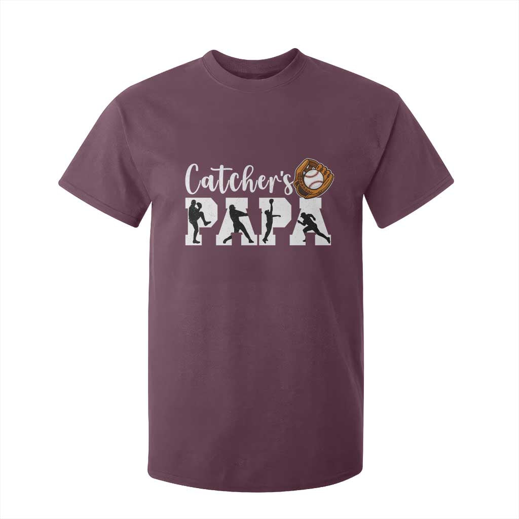 Catchers Papa T Shirt For Kid Funny Gift For Catcher Player TS12 Maroon Print Your Wear