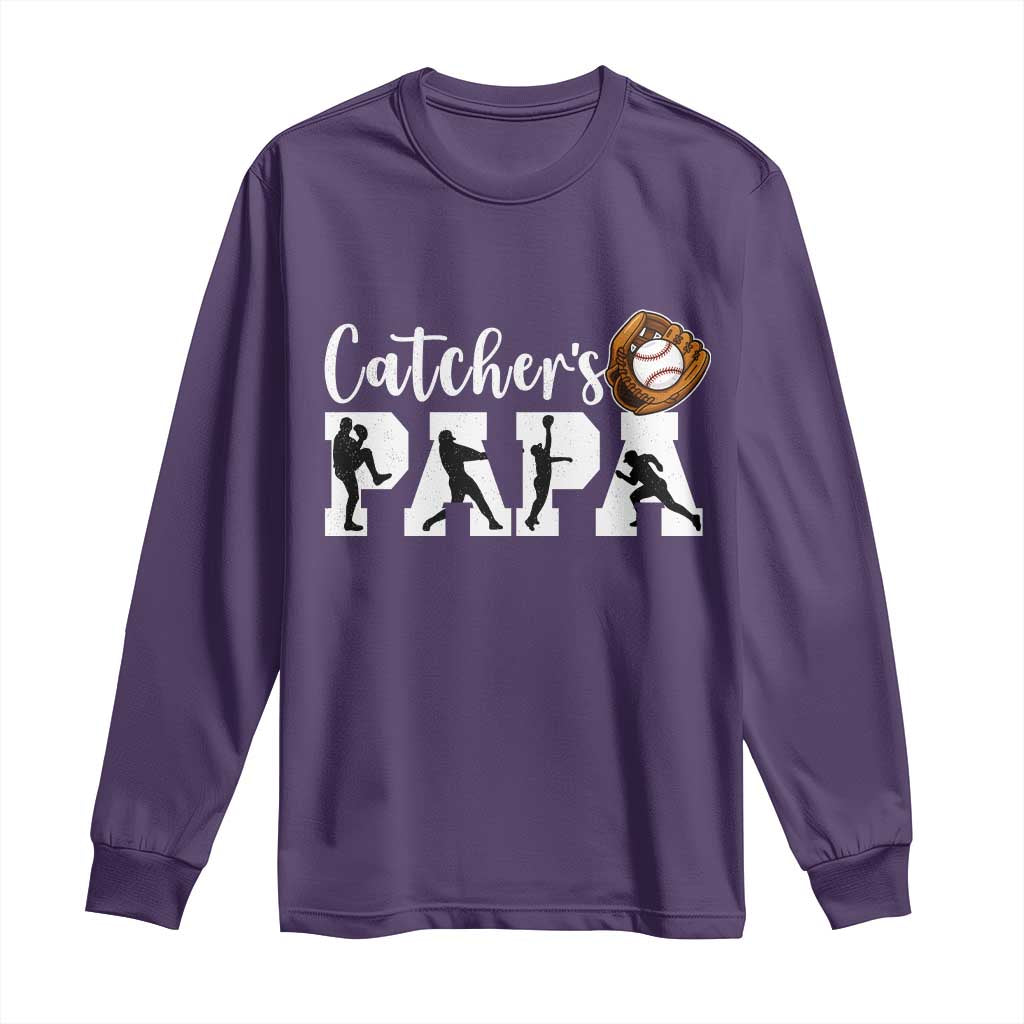 Catchers Papa Long Sleeve Shirt Funny Gift For Catcher Player TS12 Purple Print Your Wear