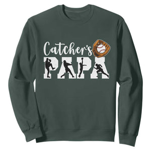 Catchers Papa Sweatshirt Funny Gift For Catcher Player TS12 Dark Forest Green Print Your Wear