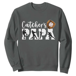 Catchers Papa Sweatshirt Funny Gift For Catcher Player TS12 Dark Heather Print Your Wear