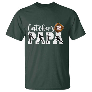 Catchers Papa T Shirt Funny Gift For Catcher Player TS12 Dark Forest Green Print Your Wear