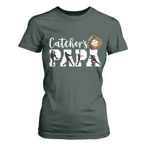 Catchers Papa T Shirt For Women Funny Gift For Catcher Player TS12 Dark Forest Green Print Your Wear