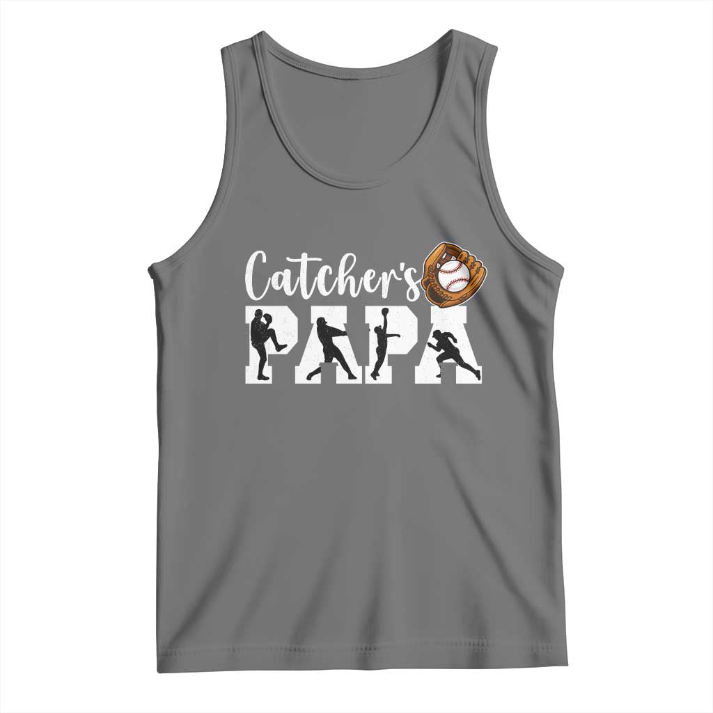 Catchers Papa Tank Top Funny Gift For Catcher Player TS12 Black Heather Print Your Wear