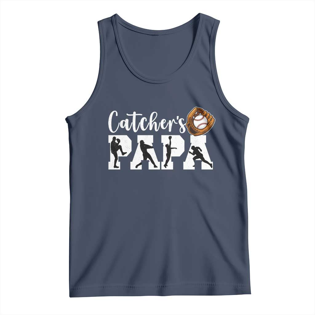 Catchers Papa Tank Top Funny Gift For Catcher Player TS12 Navy Print Your Wear